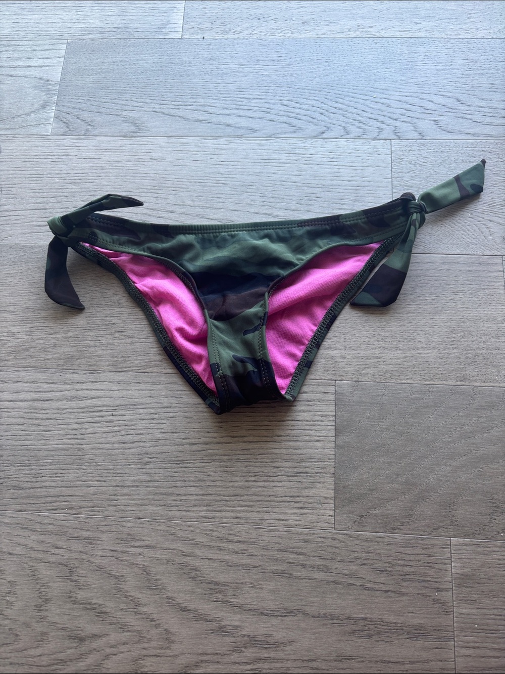O'Neill Women's Camo Tie-Side Bikini Bottoms in Green and Pink